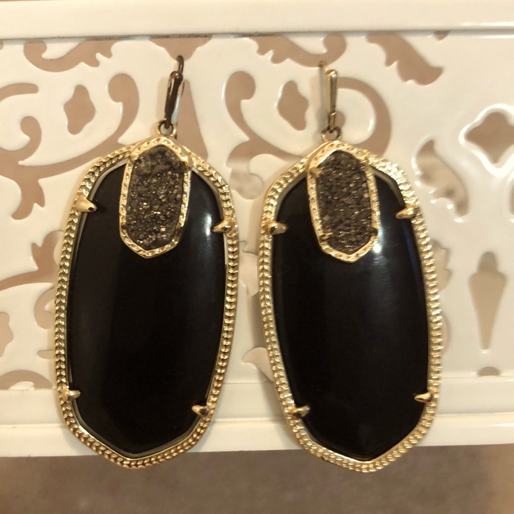 Kendra Scott two tone Darcy Earrings Black Drusy